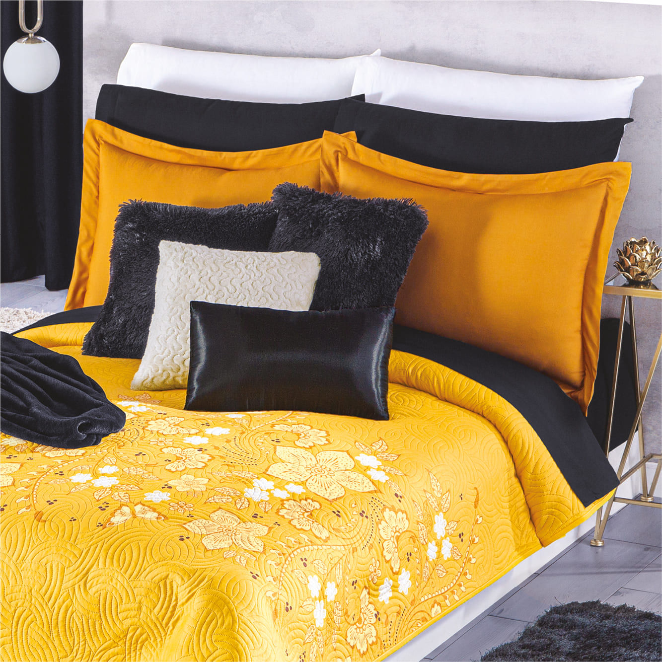 Colchas Concord Edredon Edredón Matrimonial Negro Ónix Colchas