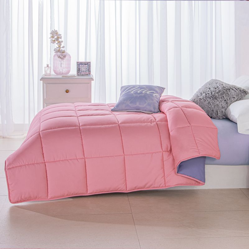 Edredón De Satén 100% Algodón Caleffi - Color Rosa, Para Cama De Matrimonio, Suave, Transpirable Y Fácil De Lavar